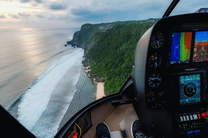 Above the Island of Gods Helicopter Tour - Stop 3: Melasti Beach Turquoise Water and Golden Sand
