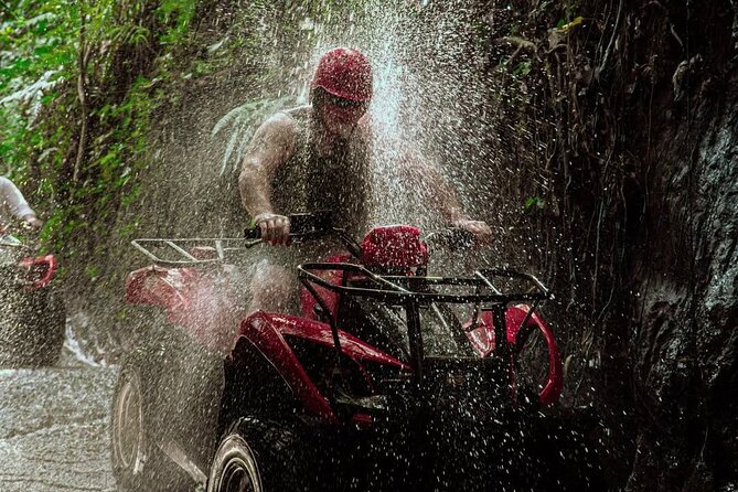 Ubud Bali ATV Quad Bike Legong Temple cave with Lunch and Pool - ATV quad bike: muddy tracks, rice paddies, and river crossings